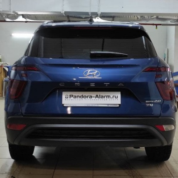 Hyundai Creta 2021 установка Pandora DX-4GS, замка капота и видеорегистратора